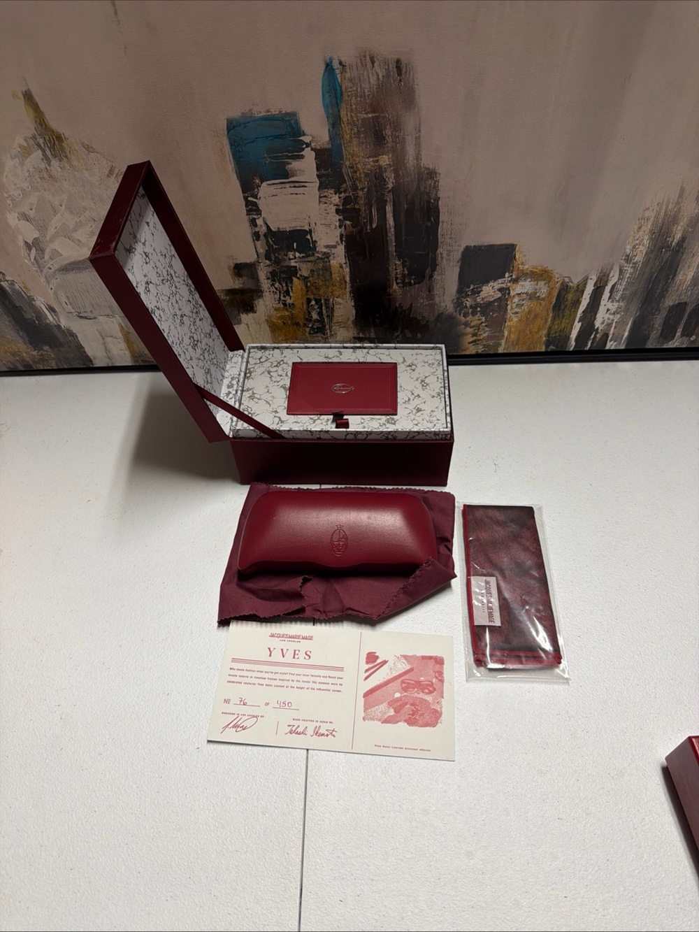 Authentic Jacques Marie Mage LA Burgundy Glasses Sunglasses Empty Box Case Cloth